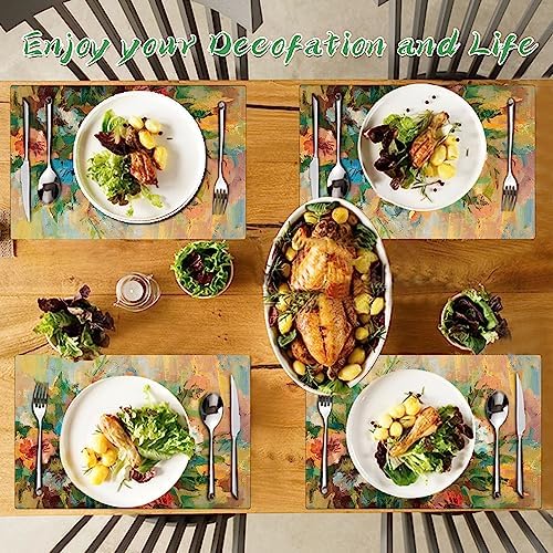 Spring Floral Placemats Set of 4 - Faux Leather Heat Resistant Placemats for Dinner Table, Non-Slip Waterproof Oil-Proof Washable Reusable Placemat for Indoor Outdoor Kitchen, 15.75In*11.81In - Image 5