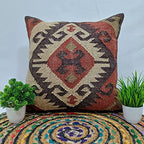 Trade Star 70% Jute 30% Wool Cushion Cover Handwoven Kilim Pillow Cover 18x18 Inches Authentic Throw Pillow Case Square Pillow Sham Boho Decorative Vintage Kilim Cushion Case for Outdoor Decor - Image 3