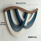 SlenyuBridal Blue Macrame Wall Hanging Dip Dyed Woven Tapestry Boho Wall Decor Neutral Modern Bohemian Walls Art Decorations for Headboard Bedroom Living Room 31.5 x 23.6inch - Image 2