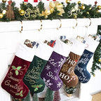 GEX Christmas Stockings 5 Pack for Family 22" Large Embroidered Classic Luxury Velvet Red Green Purple Blue Brown Decorations for Fireplace Xmas Season (Set of 5) by GEXWorldwide