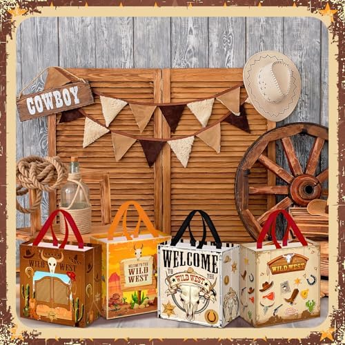 Wesnoy 48 Pcs Western Cowboy Party Gift Bag Bulk with Handle Non Woven Bag - Image 5
