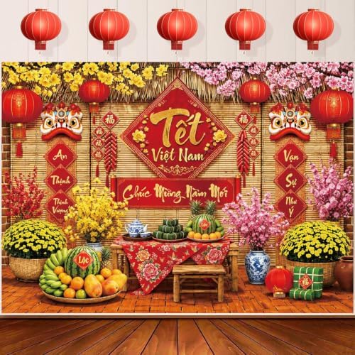 Vietnamese New Year Backdrop 2027 Tết Việt NAM Lunar New Year Party Decor - Image 3