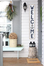 Welcome With Anchor Sign for Front Door, 4ft Tall Front Porch Decor, Vertical Wooden Signs for Front Porch, Rustic Farmhouse Wood Porch Decorations Outdoor - Image 4