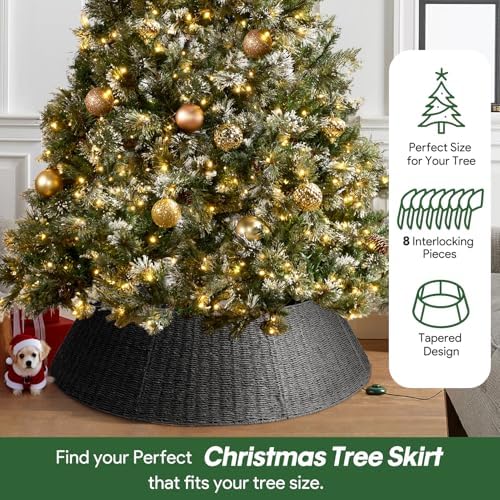 Hommtina Christmas Tree Collar- 42",Christmas Tree Base Christmas Basket Collar for Home, Living Room,for Covering Tree Stand (Black4, 42 in) - Image 3