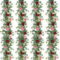TOCHGREEN 4 Pack Artificial Eucalyptus Flower Garland with Red Pink Roses by TOCHGREEN