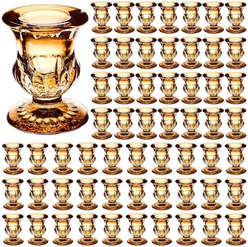 Clear Glass Candlestick Holders Taper Candle Holder Bulk 2.5 Inch Candle Stick Holder for Table Centerpiece Mantel Wedding Housewarming Gift Rustic Vintage Valentines Dinning Decoration by Foaincore