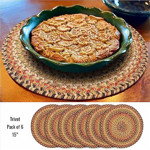 Homespice Kingston Braided Placemats for Country Decor, Round 15" Set of 6 - Image 2