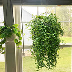 Artificial Hanging Plants 32-in Fake Hanging Plant Fake Ivy Vine Outdoor UV Resistant Plastic Plants (6, Green) - Image 2