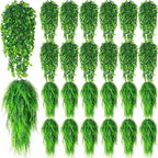 Daifunli 24 Pcs Artificial Hanging Plants Fake Hanging Ferns Plastic Fake Plant for Wall Room Garden Garland Indoor Outdoor Decor No Basket (Boston,Eucalyptus) by Huiinen