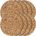 JEUIHAU Set of 8 Water Hyacinth Braided Placemat, 13 Inch Round Placemats Rattan Placemats, Natural Wicker Seagrass Rattan Placemats for Dining Table, Decoration by JEUIHAU