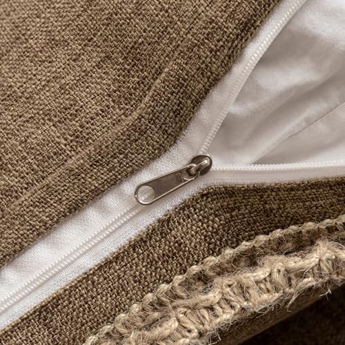 MIULEE Set of 2 Rustic Linen Burlap Throw Pillow Covers 18x18 Brown - Image 6