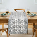 Ridhi Hand Block Print Table Runner Baby Blue Eyes 16x90 Inch 100% Cotton by Ridhi