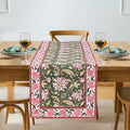 Ridhi Hand Block Print Table Runner Virdian Green 16x70 Inch 100% Cotton by Ridhi