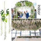 48Pcs Artificial Wisteria Flowers 3.6 Feet/Piece White Dense Artificial Fake Wisteria Vine Ratta Hanging Garland Silk Flowers String Home Party Wedding Decor(White-Dense) - Image 5