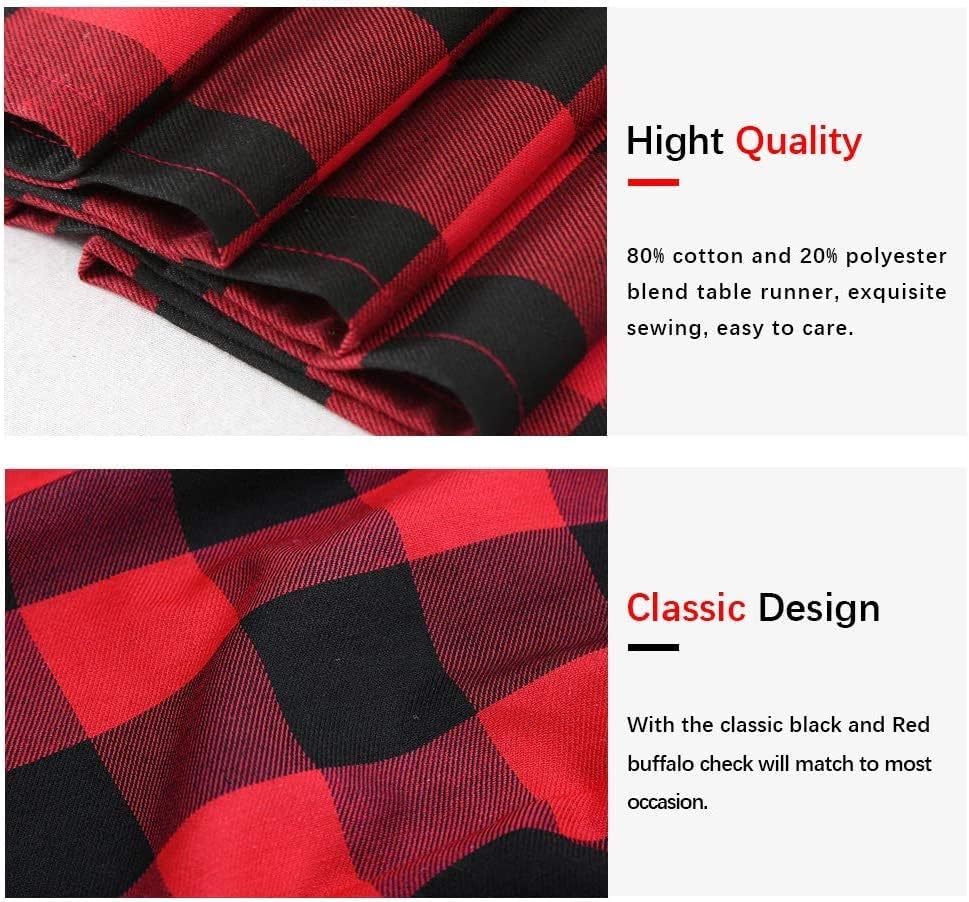 Black Red Table Runner 4Packs 13x108 Inch Plaid Table Runner Christmas - Image 5