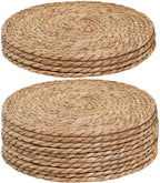 Handmade Heat Resistant 13" Round Woven Placemats Set of 12, Wicker Boho No Chemical Natural Water Hyacinth Place Mats, Farmhouse Table Mats for Kitchen Dining Table,Home Decorations,Wedding by Unknown