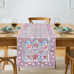 Ridhi Hand Block Print Table Runner Pigeon Blue 16x90 Inch 100% Cotton by Ridhi