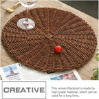 PRETYZOOM 2 pcs Woven Placemat 14.96 inch Round Non Slip Heat Resistant Dining Mat Reusable Wear Resistant Table Mat for Kitchen Table Protection Cups Bowls Plates Home Decor - Image 6