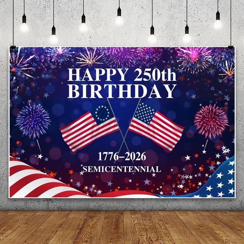 4th of July Backdrop Decorations Independence Day Backdrop 250 Anniversary USA Flag Banner 15x8ft 250th Birthday Fireworks Semiquincentennial Photography Background Photo Studio Props by Pnylzzyxh