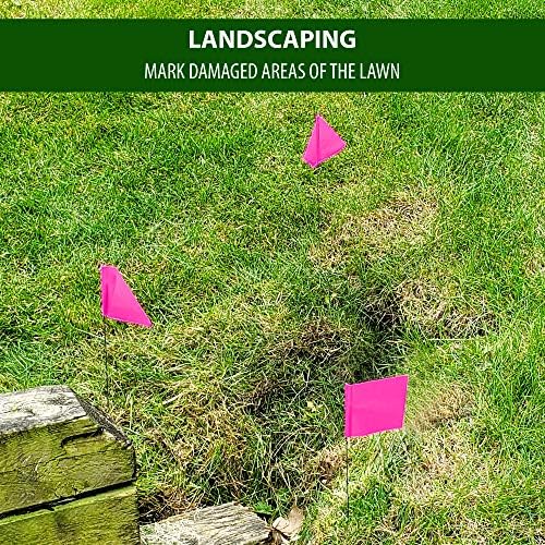 Pink Marking Flags 1000 Pack - 4x5x15 Inch Pink Flags for Yard - Markers For Lawn, Irrigation, Landscaping, Survey & Sprinkler Head Marking - Image 3