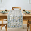 Ridhi Hand Block Print Table Runner Indigo Floral 16x90 Inch 100% Cotton by Ridhi