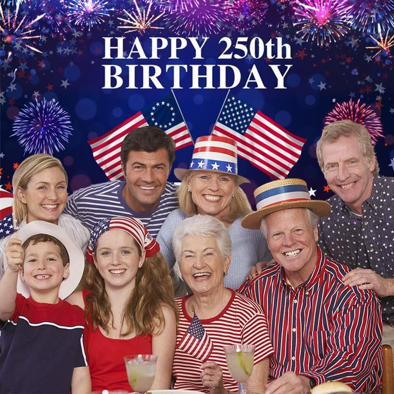 4th of July Backdrop Decorations Independence Day Backdrop 250 Anniversary USA Flag Banner 20x10ft 250th Birthday Fireworks Semiquincentennial Photography Background Photo Studio Props - Image 4