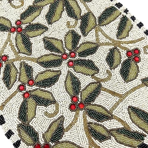 Enliven Handmade Beaded Table Runner, 13x36 Inches Lightweight Decorative Table Runner, Perfect for Dining/Wedding/Party/Everyday Use & Easy to Clean, Elegant Floral Beaded Runner (Multicolor) - Image 2