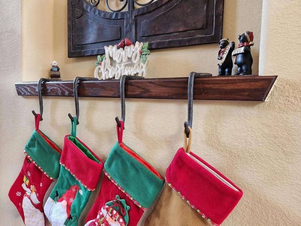 Lulu Decor,100% Cast Iron 8" Brown Straight Branch Stocking Holder for mantle Holds Up to 9 lbs Low Profile Design with Rubber Grip Ideal for Christmas Stockings Garland Holder Antler shape (Set of 3) - Image 5