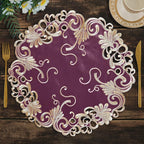 Decozen Set of 8 Doilies for Table, Lace Doilies - Rustic, Crochet, Farmhouse, Kitchen, Dining Table Centerpiece Decor - Round Christmas Placemats - 15 inch Gold Burgundy, The Chantelle Collection by Decozen