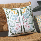 Pack of 2 Embroidered Decorative Throw Pillow Cover 18x18 Inch Farmhouse Floral Pillowcase for Living Room Sofa Bed (Blue Floral) - Image 6