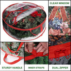 ProPik Christmas Wreath Storage Bag 36" - 2 Pack Clear Christmas Wreath Storage Container - Garland Holiday Artificial Wreath Storage Holder - Water Proof Transparent Clear PVC (36 Inch, Red) - Image 5