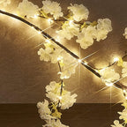 Hairui Cherry Blossom 96 LED Fairy Lights 6FT Garland, White, Battery Operated with Timer for Indoor/Outdoor Decor - Image 2