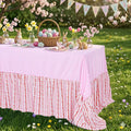 Fanqisi Easter Tablecloth Pink Ruffle Table Cloth - 90 x 132 Inch Gingham Checker Tablecloths Waterproof Table Cover for Picnic Birthday Wedding Spring Party Decoration by Fanqisi