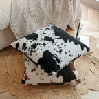 TOMWISH Cowhide Animal Black White and Brown Fur Throw Pillow Covers 22x22 Set of 2 for Chair Bedroom Living Room Sofa Couch Bed Outdoor Double Sided Printing Fur Fleece Soft Cozy Pillow Covers - Image 3
