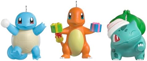 Hallmark Keepsake Mini Christmas Ornaments, Pokémon Squirtle, Charmander, Bulbasaur, Set of 3, Gifts for Gamers by HallmarkKeepsake