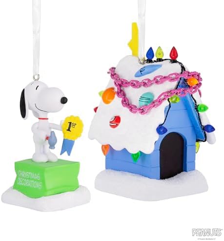 Hallmark Christmas Ornaments, Peanuts Snoopy and Holiday Doghouse Ornaments, Set of 2, Gifts for Peanuts Fans - Image 6