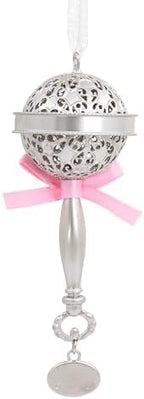 Hallmark Baby's First Christmas Silver Rattle with Pink Ribbon 2025 Christmas Ornament, Metal, New Baby Gifts - Image 6