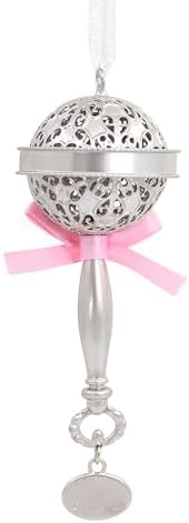 Hallmark Baby's First Christmas Silver Rattle with Pink Ribbon 2025 Christmas Ornament, Metal, New Baby Gifts - Image 6