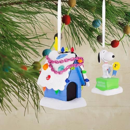 Hallmark Christmas Ornaments, Peanuts Snoopy and Holiday Doghouse Ornaments, Set of 2, Gifts for Peanuts Fans - Image 5