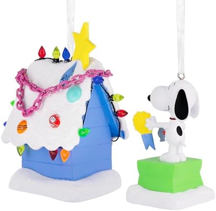 Hallmark Christmas Ornaments, Peanuts Snoopy and Holiday Doghouse Ornaments, Set of 2, Gifts for Peanuts Fans - Image 2