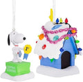 Hallmark Christmas Ornaments, Peanuts Snoopy and Holiday Doghouse Ornaments, Set of 2, Gifts for Peanuts Fans by Hallmark